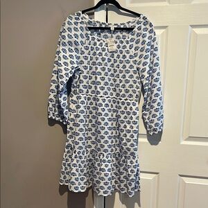 J. Crew Blue and White Shell Print Top